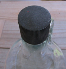 One half gallon clear glass bottle,large jar, Catawba Wine