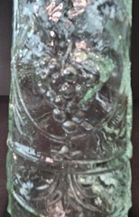 Lot of 5 Bottles Williams Sonoma Clear Pressed Glass Grapes Grapevines 9&Prime; & 12&Prime;