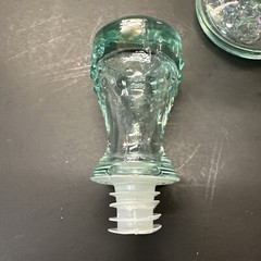 Vintage Green Glass Standing Grape Bunch Wine Bottle W/Glass Lid EMPTY BEAUTIFUL