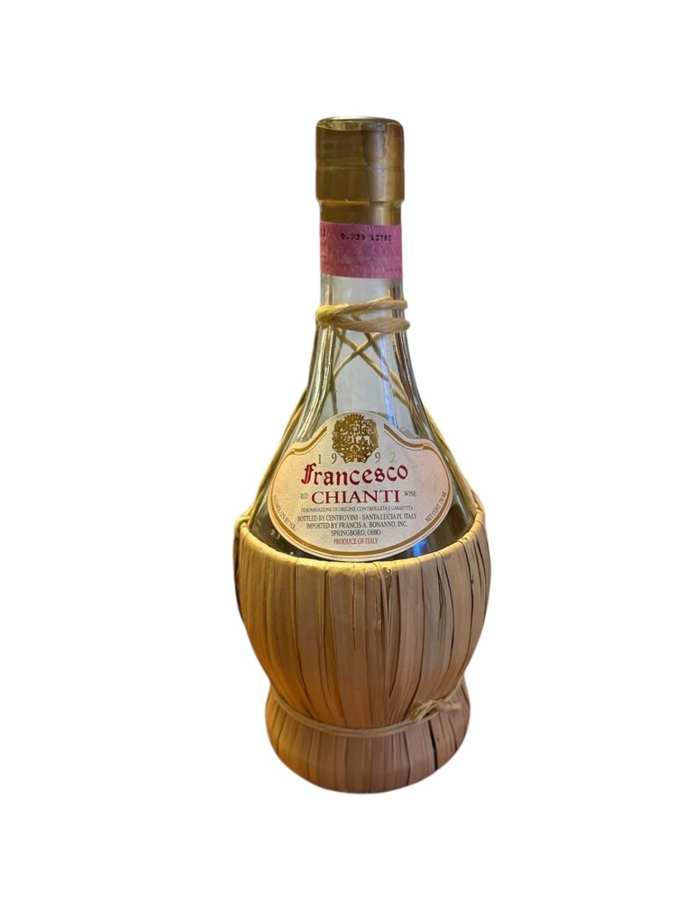 1992 Italian Francesco Chianti Red Wine Bottle Decor Empty Italy