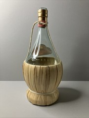 Empty Glass Table Wine Bottle Outside Torch 1.5 L Rattan Wrapped Wick Italy