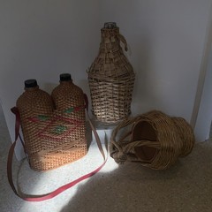 VINTAGE WICKER Demi John & WINE BOTTLE HOLDER ?LOT 3