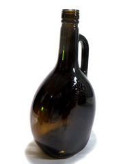 Vintage Large Wine Bottle Empty Amber Glass Color w/Handle Decorative 12&Prime;