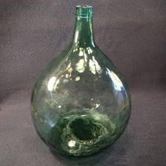 Vintage Large Italian Glass Green Demijohn Carboy Bottle 19½ » 14&Prime; Wine Viresa 25