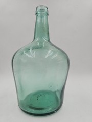 Antique 1860 Green 12&Prime; Wine Jug Valencia Glass Bottle Carbon Demijohn