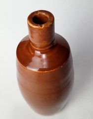VINTAGE LANCERS WINE BOTTLE RED/BROWN STONEWARE JUG 9&Prime; PORTUGAL EUC!