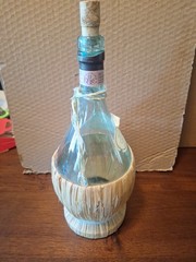 Bell&rsquo;agio Chianti 2005 Empty Glass Wine Bottle 1.5 L Rattan Wrapped Wick Italy