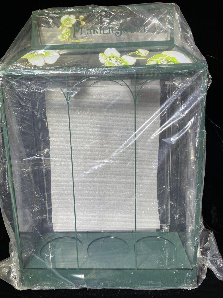 PERRIER JOUET 3 Bottle or 1 Bottle & 2 Glasses Display Cabinet Extremely Rare