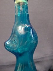 MOSELLAND « CAT » TEAL GREEN EMPTY LIQUOR BOTTLE W/ CAT CORK