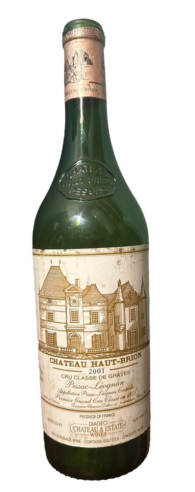 VTG CHATEAU HAUT BRION 2001 Graves EMPTY Bottle France Red Bordeaux Wine Glass