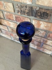 Cobalt Blue Triangle Vintage 17 » tall wine or water bottle w/glass cork stopper