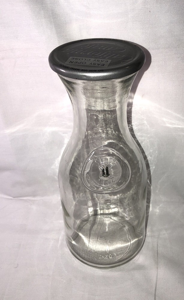 Vintage Paul Masson 10” Glass Wine Carafe Embossed w/ Since 1852