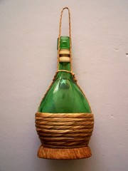 Vintage 1971 Italian Mirafiore Wine OVAL Bottle with Wicker Basket – 9.5&Prime;