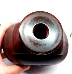 BULGARIAN Wooden Wine Bottle Decanter w/ Top & Stopper, 10-1/4&Prime; Tall