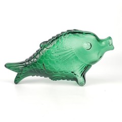 Vintage Fish Koi Decanter Bottle Emerald Green Glass 9&Prime;