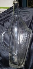 Vintage LONDON WINERY LTD Empty Clear Horizontal Bottle in Basket/Ship w/Handle