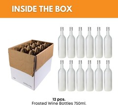 FastRack – 750 ml Frosted Wine Bottles (Pack of 12), W5 750 ml Bordeaux Glass