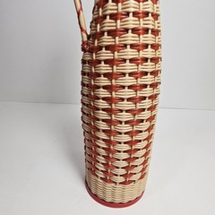 Vintage Valencia Colorful Wine Bottle Plastic Woven Wicker Spain MCM Bohemian
