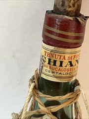 VINTAGE Empty 1951 Chianti Wine Bottle With Rattan Wrap Pint Bottle!