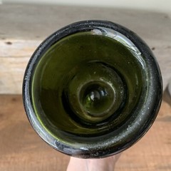 Antique Vintage Green Blown Champagne Wine Bottle Old Coastal Farmhouse