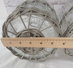 Vtg Pair 1 Gallon Glass Jugs Wicker Basket Wrap Demijohn Bottles Boho Farmhouse