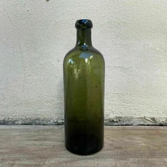 Antique French Green Glass Wine Bottle 1920s Vintage Hand Blown 0803221