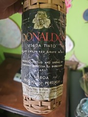 Vintage Donaldo Lisboa Tinto Portuguese Wine Bottle Wicker Wrapped Bar Decor