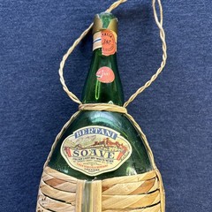 Vintage 1961 Bertani Soave Italian Wine Bottle Hanging With Wicker Basket