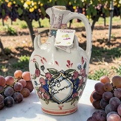Vtg Rare Handpainted Italian Liqouri Bottle Olive Branches Spikes Signed W/Tag