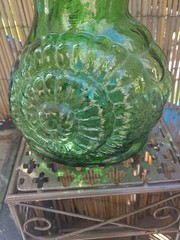 Vintage Italian SNAIL BOTTLE 3 liter Green Glass Wine 32” Tall Chanti Imports