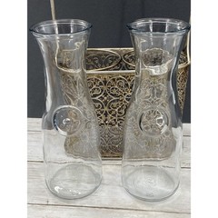 Vintage Half Liter Glass Decanter Carafes Wine/Milk Bottles Jugs In Carrier