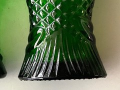 2 ANTINORI Green Glass Fish Decanters 1965 10.5&Prime; & 8&Prime; BIANCO White Wine Ital