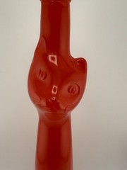 Red Happy Cat Glass Wine Bottle 13 in. Collection Fun Cats! 🐱