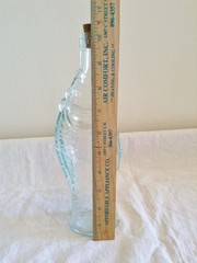 Vtg Empty Italian Fish Shaped Wine Bottle 10” Grn Pescevino Glass Beach Nautical