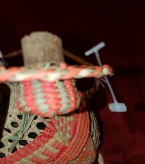 Vintage Wicker Demijohn Wine bottle Lady design w/neck strap made in Ecuador
