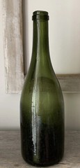 Antique Vintage Green Blown Champagne Wine Bottle Old Coastal Farmhouse