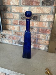 Cobalt Blue Triangle Vintage 17 » tall wine or water bottle w/glass cork stopper