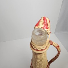 Vintage Valencia Colorful Wine Bottle Plastic Woven Wicker Spain MCM Bohemian