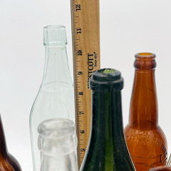 Lot of 13 Atq Vtg Colored Green Clear Amber Wine Beer Booze Bottles Decor