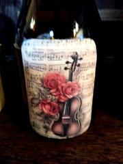 Hand Crafted Decorated Amber Wine Bottle