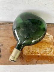 Green Glass Mateus Rose Wine Bottle 1 Pint (Empty & Label Missing) 8”x6” Inch