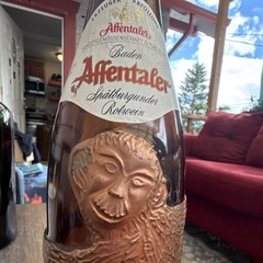 Affentaler Baden Spätburgunder Rotwein Brown Wine Bottle Monkey Relief Design