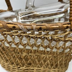 1966 London Winery Ltd Boat in Wicker Basket Wine Bottle W/ Original Cap 11.25&Prime;L