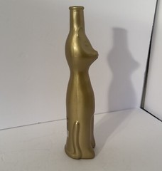 Metallic Gold Happy Cat Mosel Reisling Rheinhessen Germany Wine Bottle 13” Tall