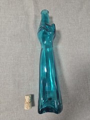 W/Cork! Happy Cat Moselland Green Cat Shaped Glass Wine Bottle 2023 Rheinhessen