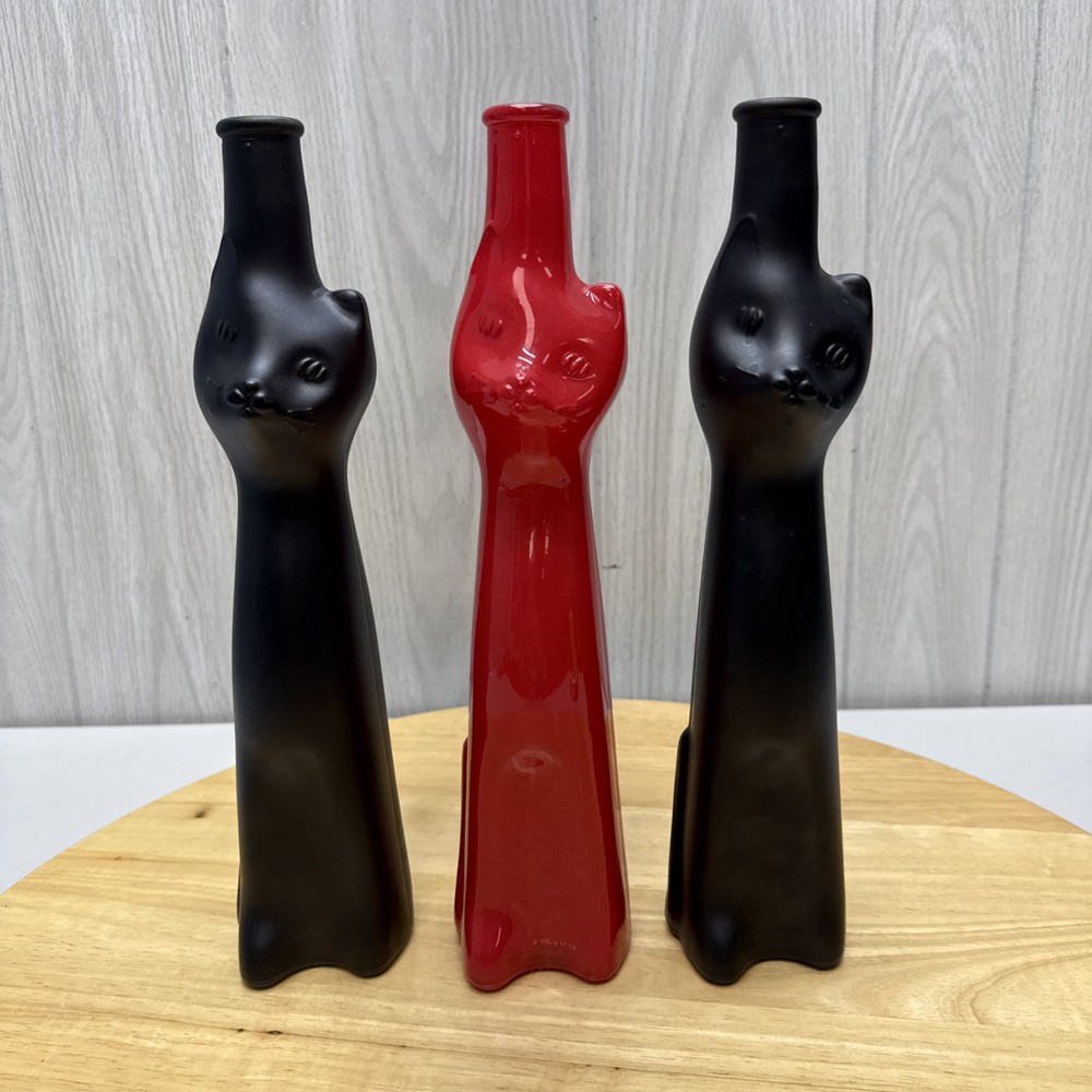 Happy Cat Wine Bottles Lot Of 3 Rheinhessen Riesling Empty