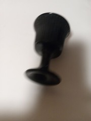 PITCH BLACK GLASS 4 1/8&Prime; RIBBED ROSE WINE GOBLET UNSIGNED VINTAGE 1940&rsquo;S- 1960&rsquo;S