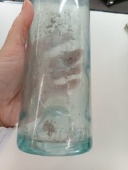 Vintage 3/4 Quart Blue Tinted Glass Wine Bottle