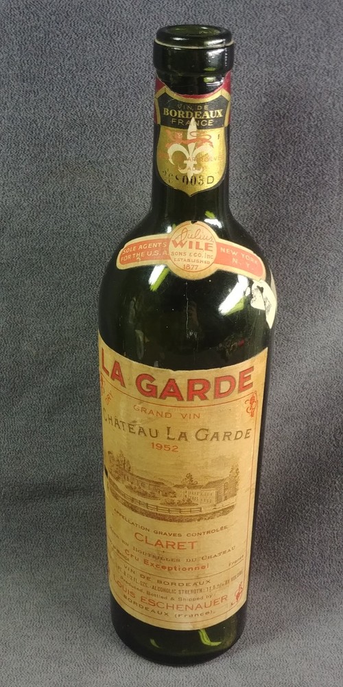 1952 Wine Bottle Tax Stamp Julius Wile Chateau La Garde Claret Louis Eschenauer