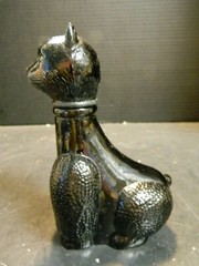 Seguso Bischoff Black Cat Glass Wine Bottle Italy 6.5&Prime; x 3.75&Prime; x 2.25&Prime; Very Good